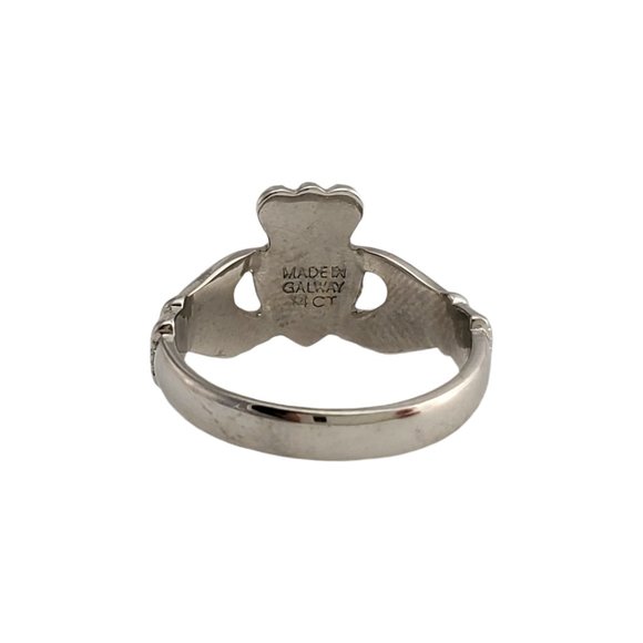 Vintage 14K White Gold Claddagh Ring Size 5.25 - Picture 2 of 4